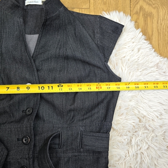 Calvin Klein Charcoal Grey Black Button Up Bodycon Midi Dress Size 8 - Picture 4 of 12